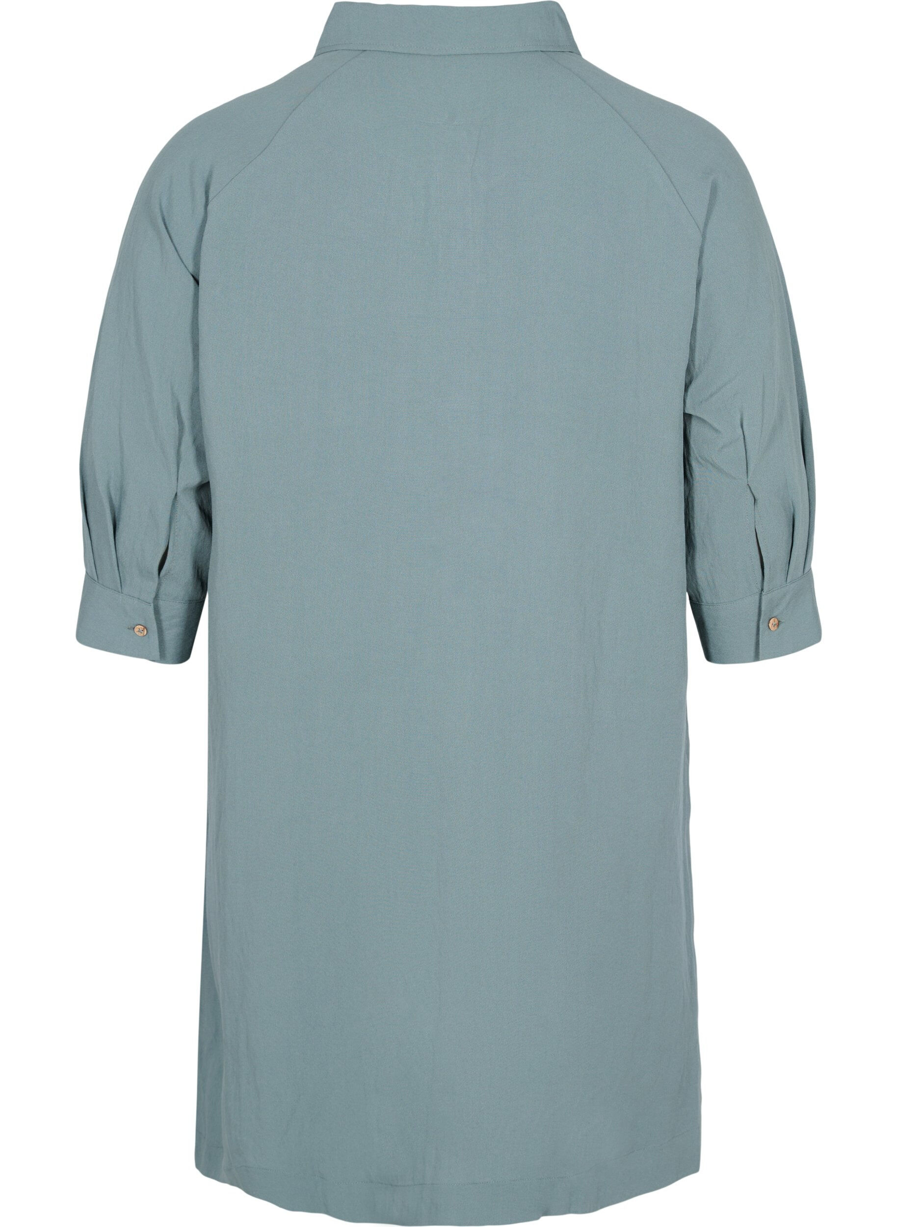 Zizzifashion Long viscose shirt with pockets and 3/4 sleeves, Balsam Green, Packshot image number 1