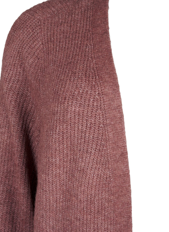 FLASH - Ribbed cardigan with slits, Rose Brown Melange, Packshot image number 2