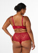 Lace hipster thong with an opening at the bottom, Red, Model image number 1