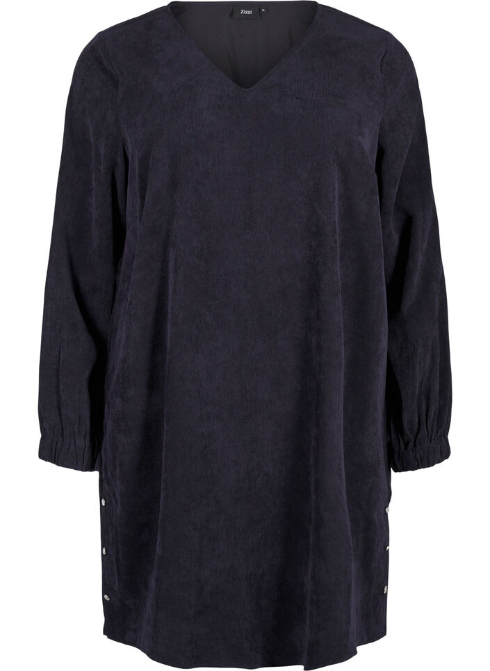 Short velvet dress with pockets, Black, Packshot image number 0