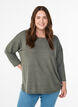 Jersey blouse with 3/4 sleeves, Green, Model image number 0