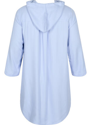 Viscose tunic with hood and 3/4-length sleeves, Icelandic Blue, Packshot image number 1