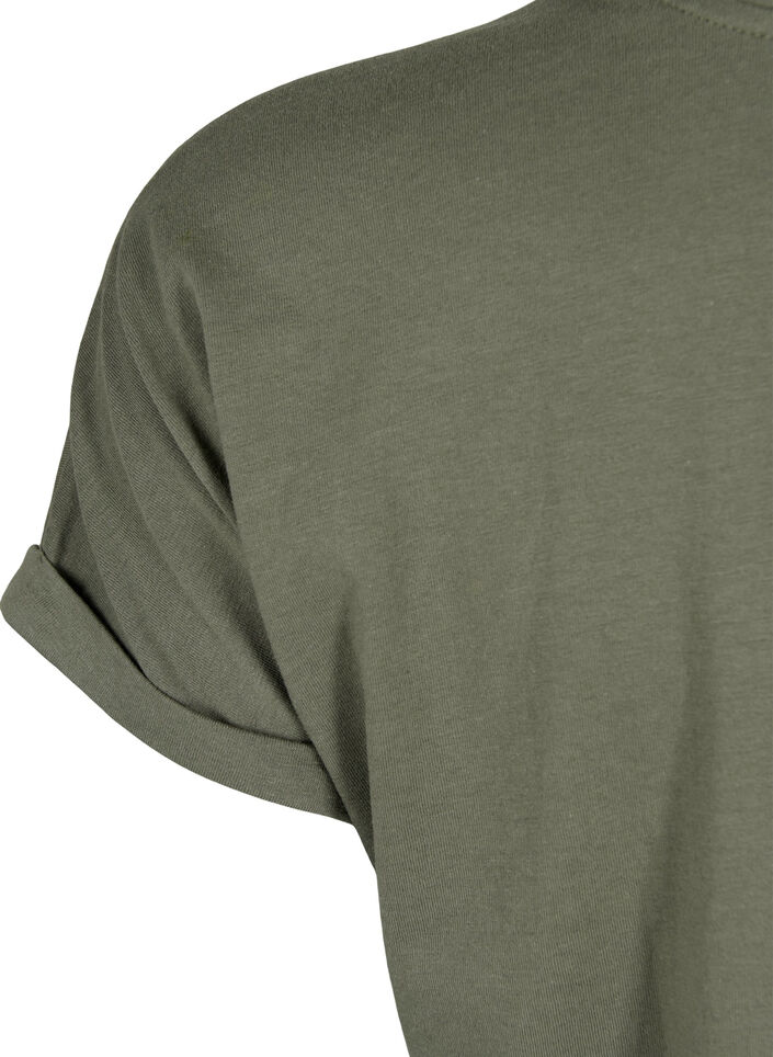 Short-sleeved cotton blend t-shirt, Green, Packshot image number 3
