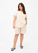 Loose shorts in cotton blend with linen, Sandshell, Model image number 3