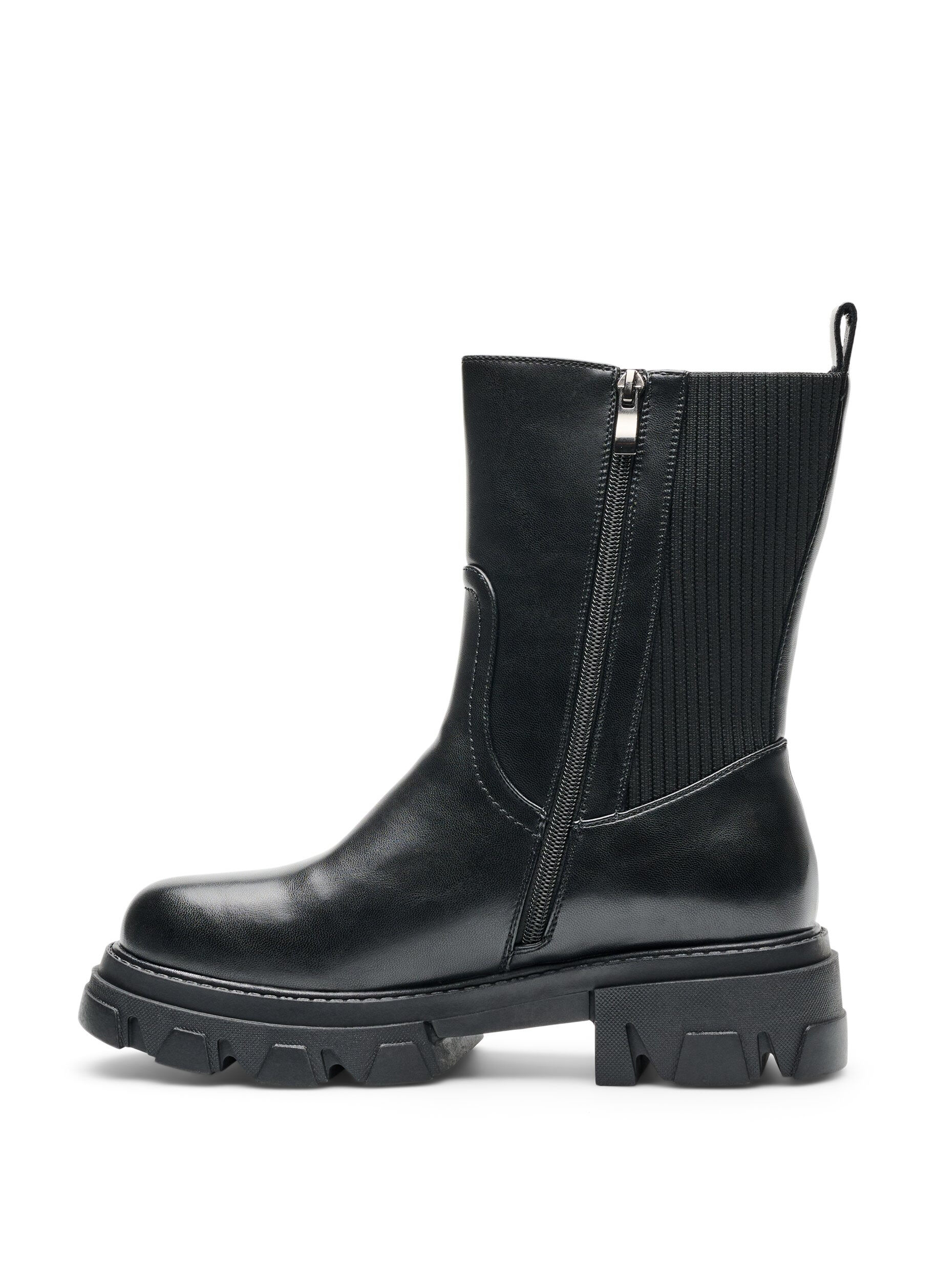 ZizzifashionChelsea boot with a chunky sole and ribbed panels, Black, Packshot image number 3