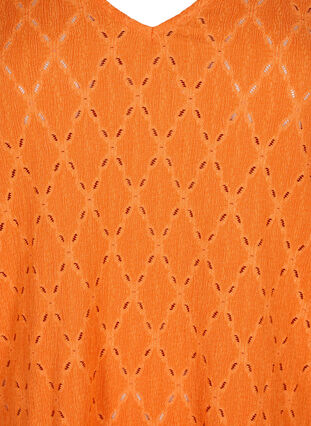 V-neck blouse with hole pattern, Carrot, Packshot image number 2
