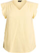 Sleeveless top in cotton muslin with ruffles, Yellow, Packshot image number 0