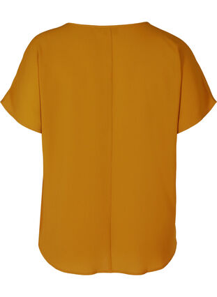 Blouse with short sleeves and a round neckline, Buckthorn Brown, Packshot image number 1