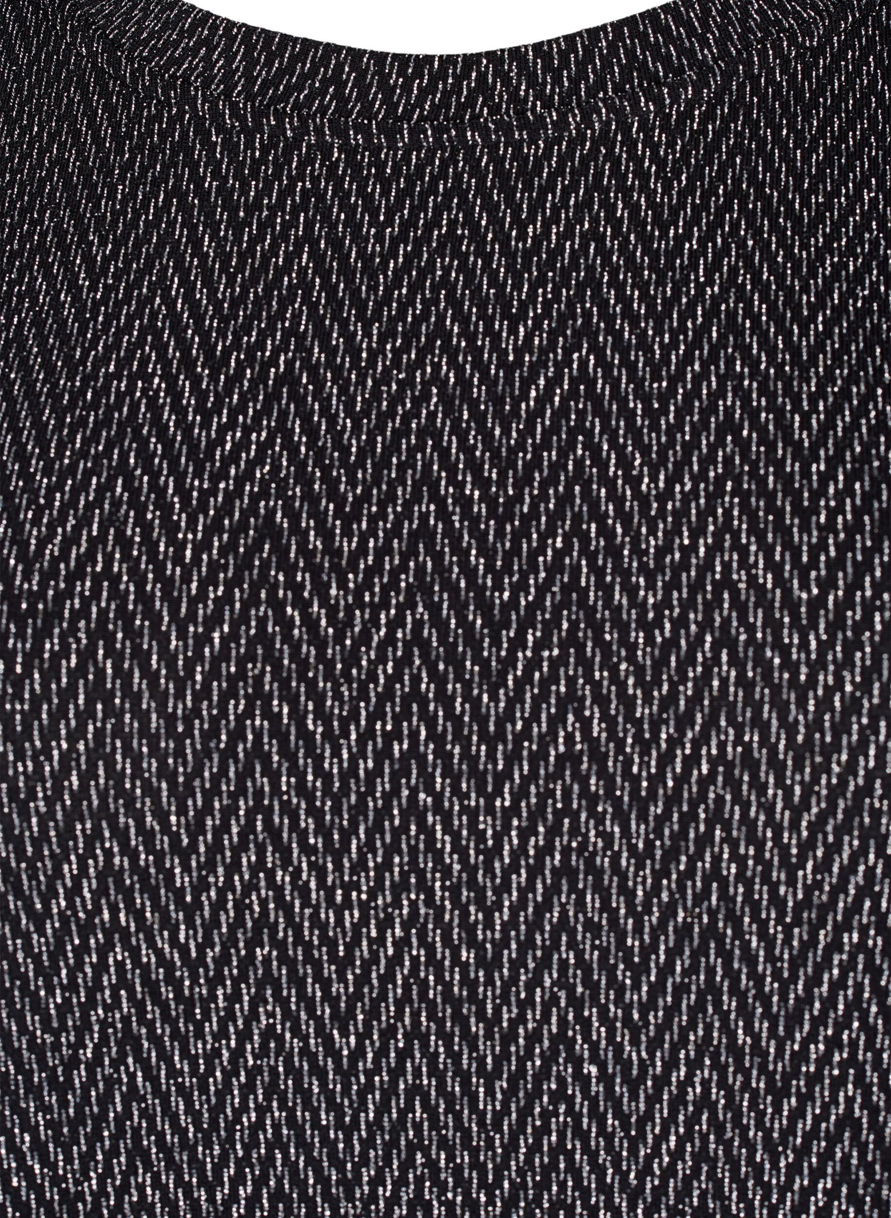 Zizzifashion Dress with zigzag pattern and glitter, Silver ZigZagShimmer, Packshot image number 2