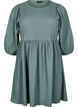 FLASH - Short dress with texture and 3/4 sleeves, Balsam Green, Packshot image number 0