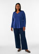 Jersey blouse with a ribbed texture and an A-line fit, Blue, Model image number 1
