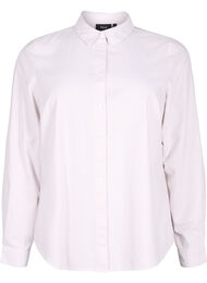 Long-sleeved cotton shirt, White Taupe Stripe, Packshot