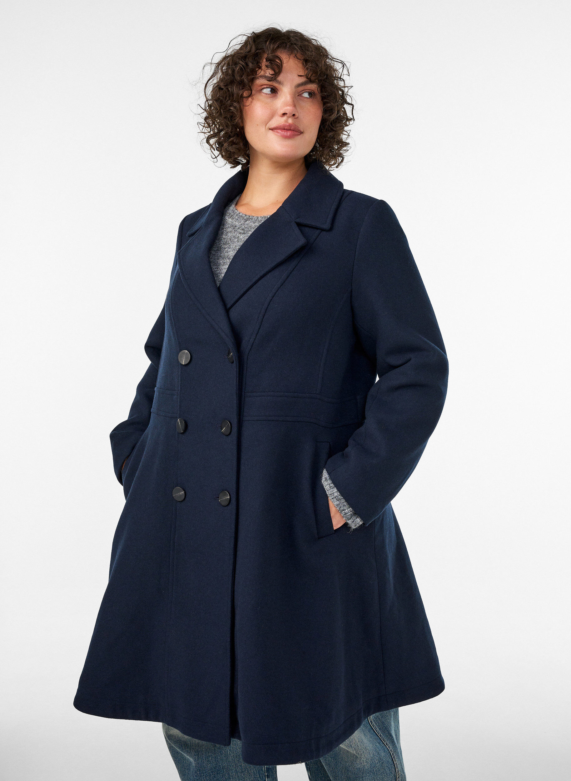 A-line wool coat with pockets, 1494, Model