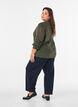 Knitted cardigan with openwork pattern, Green, Model image number 2