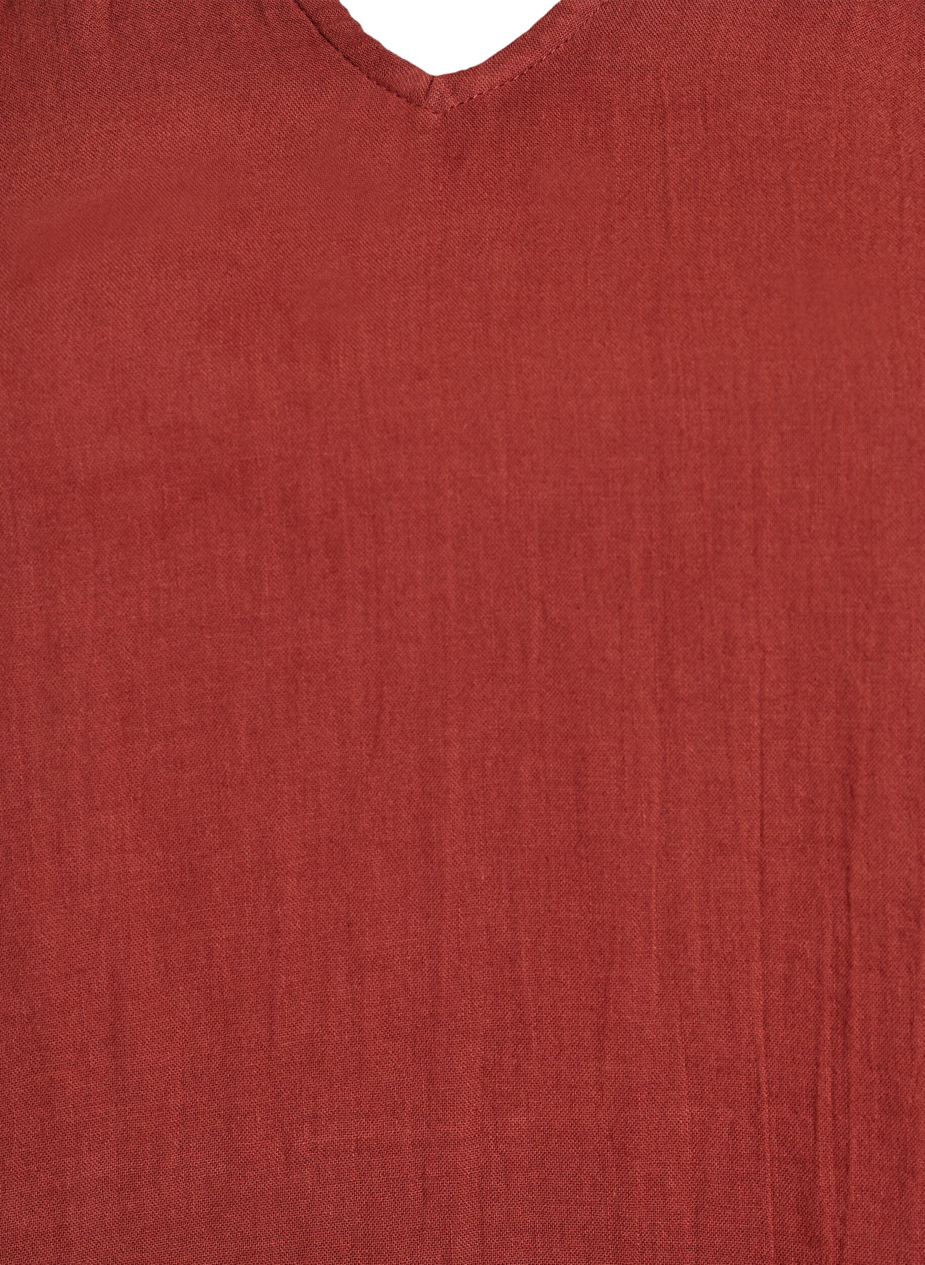 Zizzifashion Sleeveless top in cotton muslin with ruffles, Red, Packshot image number 2