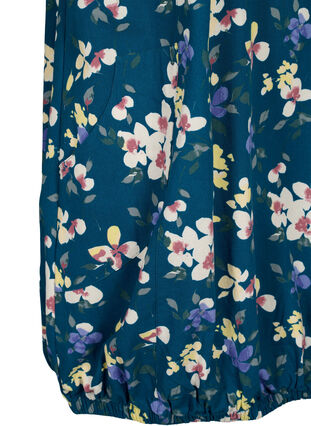 Short-sleeved cotton dress with floral print, Legion Blue AOP, Packshot image number 3