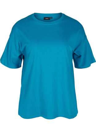Short-sleeved cotton T-shirt, Fjord Blue, Packshot image number 0