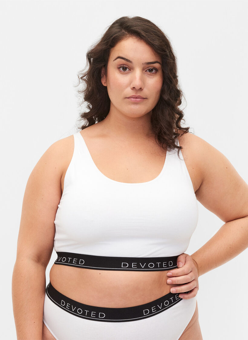 Cotton bra with adjustable straps, White, Model image number 0