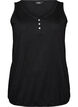 Tank top in organic cotton with V-neck and buttons, Black, Packshot image number 0