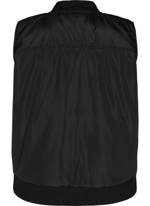 Short vest with zip and ribbed trim, Black, Packshot image number 1