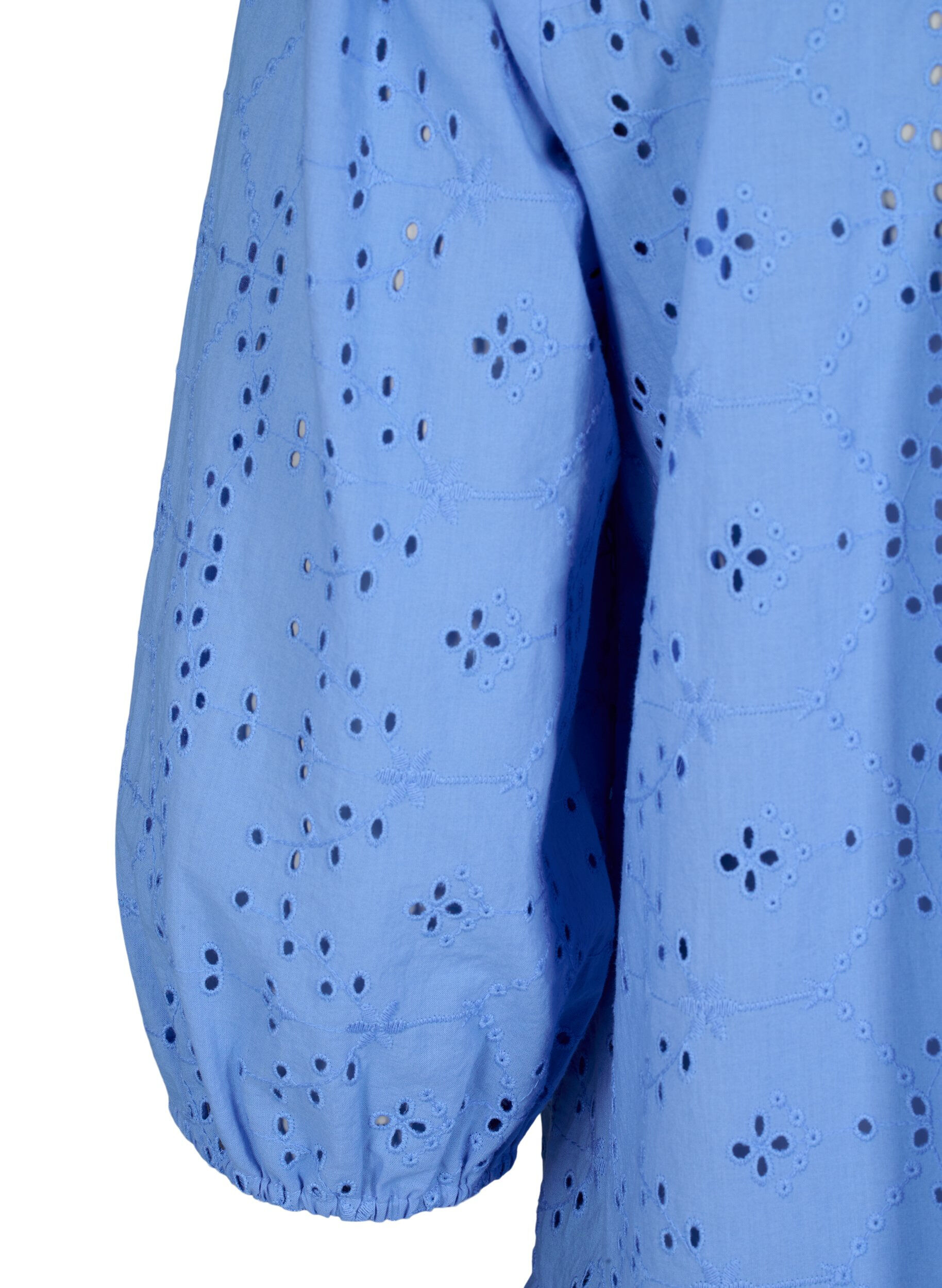 Zizzifashion Embroidery anglaise shirt dress in cotton, Marina, Packshot image number 3