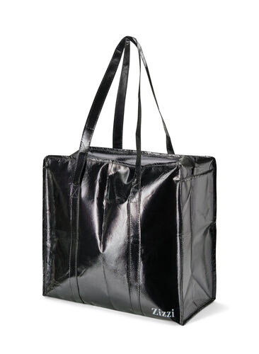 Shopping bag with zipper, Black, Packshot image number 0