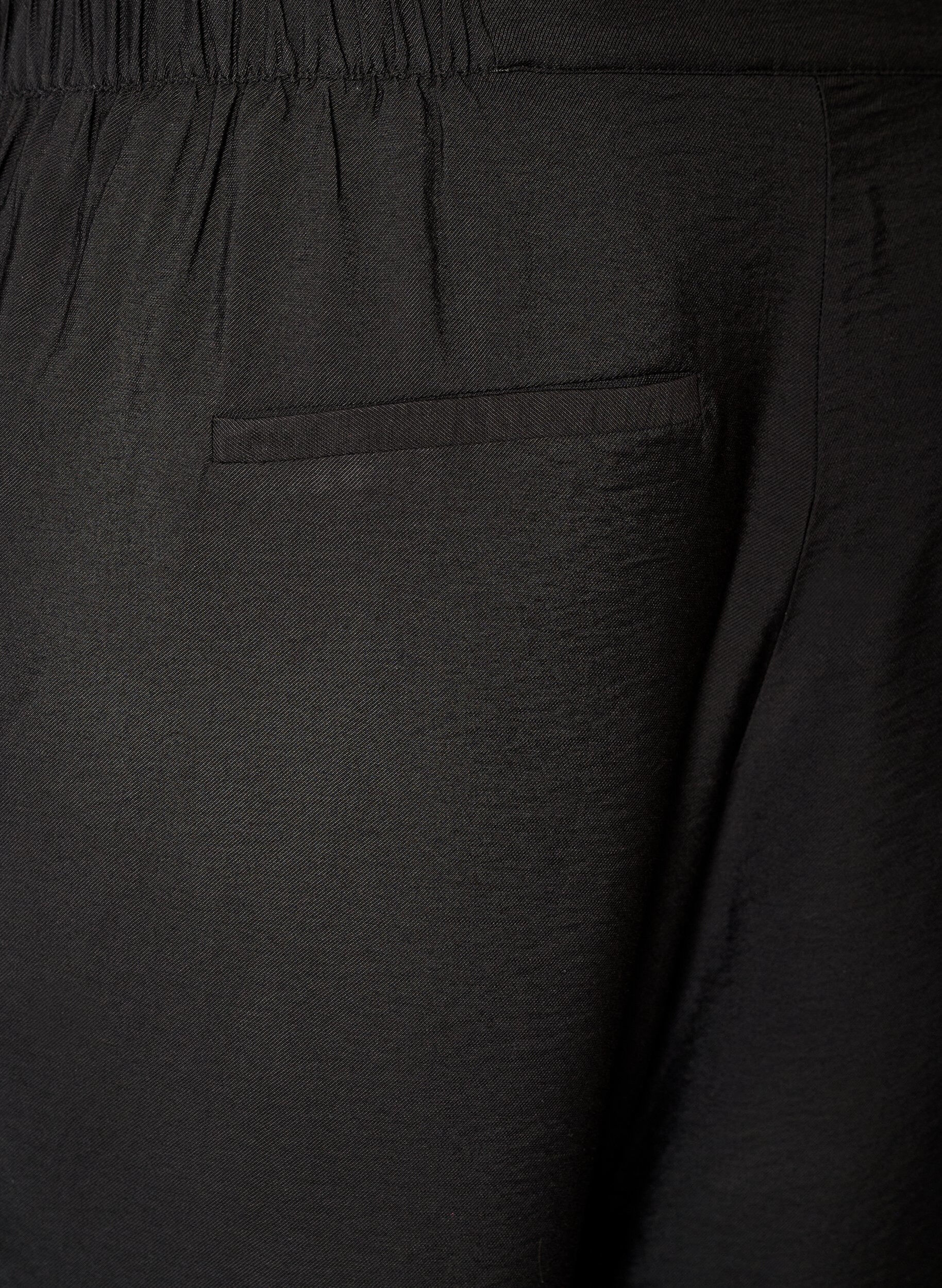 Zizzifashion Viscose trousers with an elasticated waist and straight legs, Black, Packshot image number 3