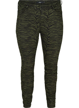 Printed Amy jeans, Green Zebra, Packshot image number 0