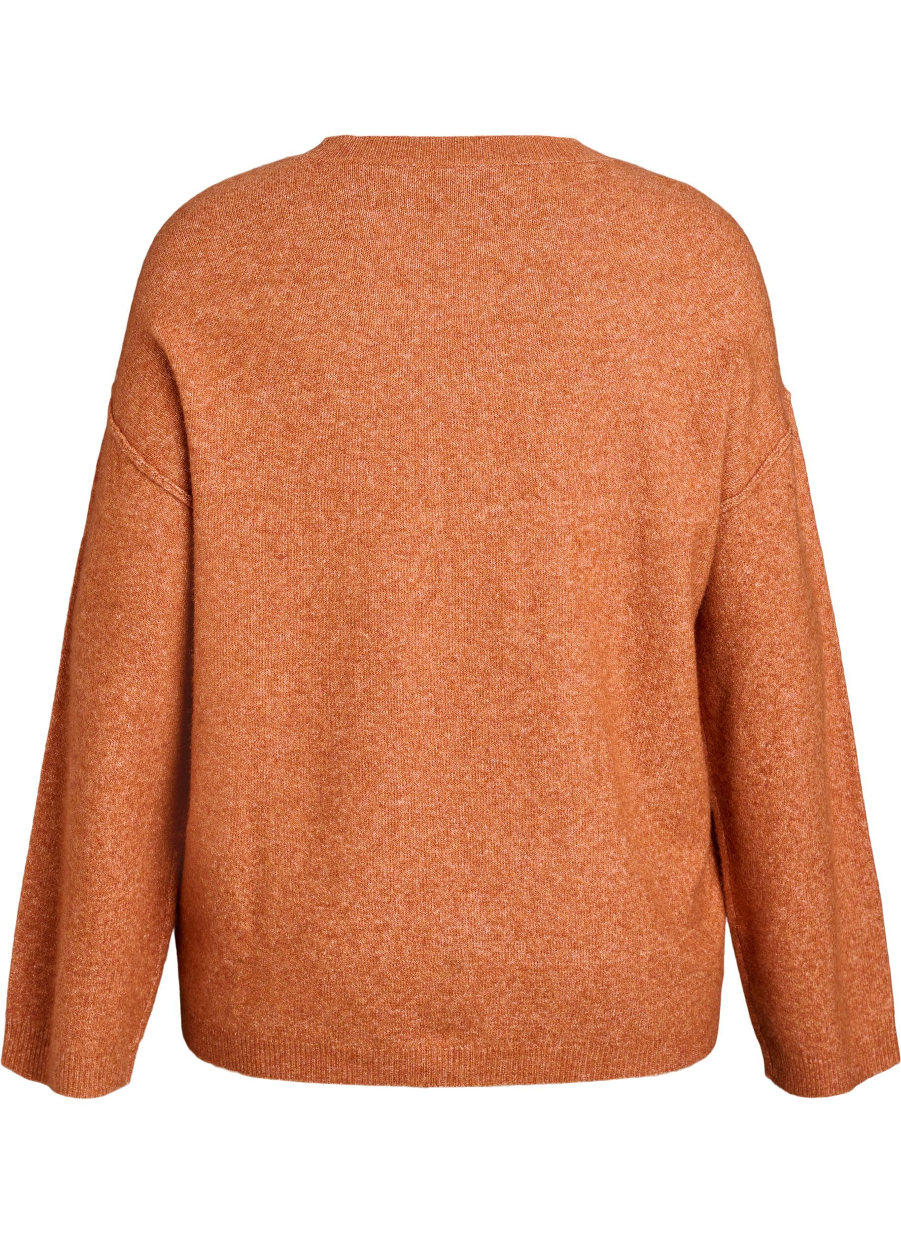 ZizzifashionLoose knit sweater with prominent seams, Orange, Packshot image number 1