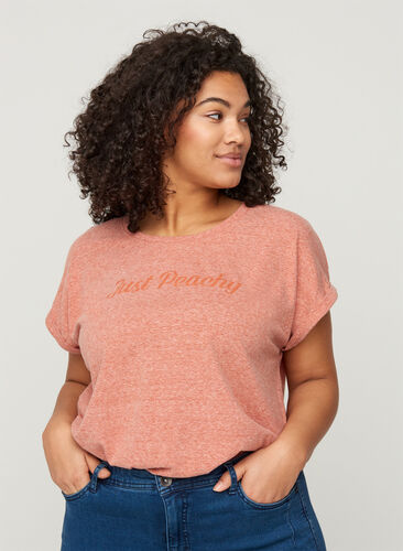 Mottled t-shirt in cotton, Burnt Brick PEACHY, Model image number 0