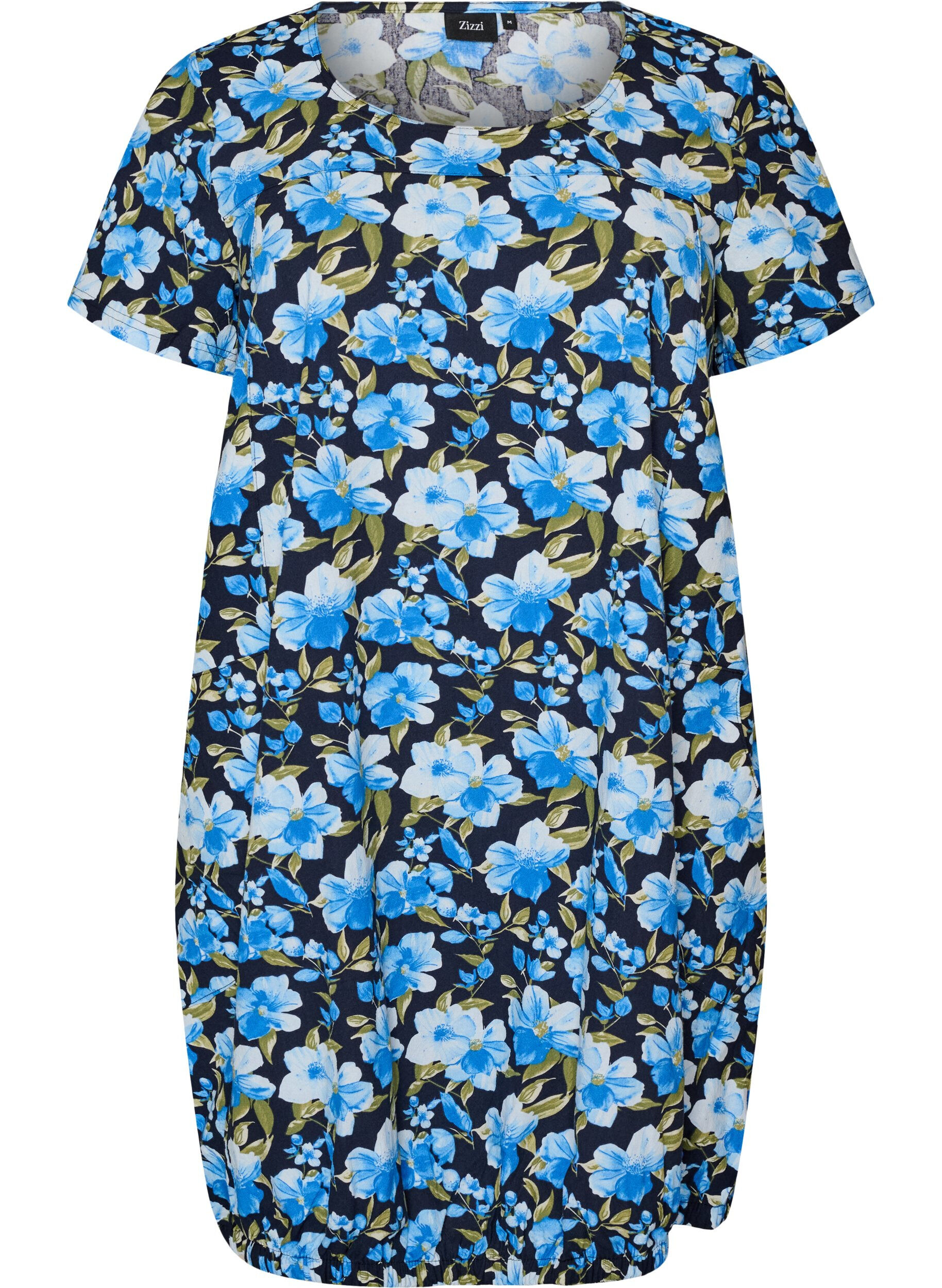 Short-sleeved, printed cotton dress