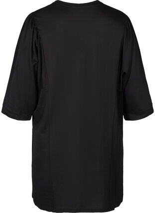 Viscose mix tunic with 3/4 length sleeves, Black, Packshot image number 1