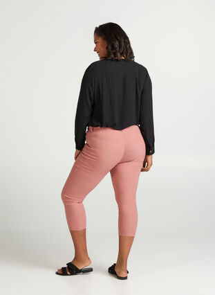 Close-fitting 3/4 trousers with zips, Old Rose, Model image number 0
