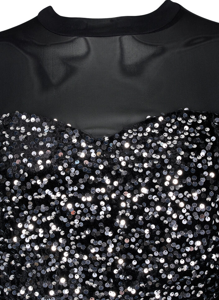 Glitter dress with sequins, Black w. Silver, Packshot image number 2