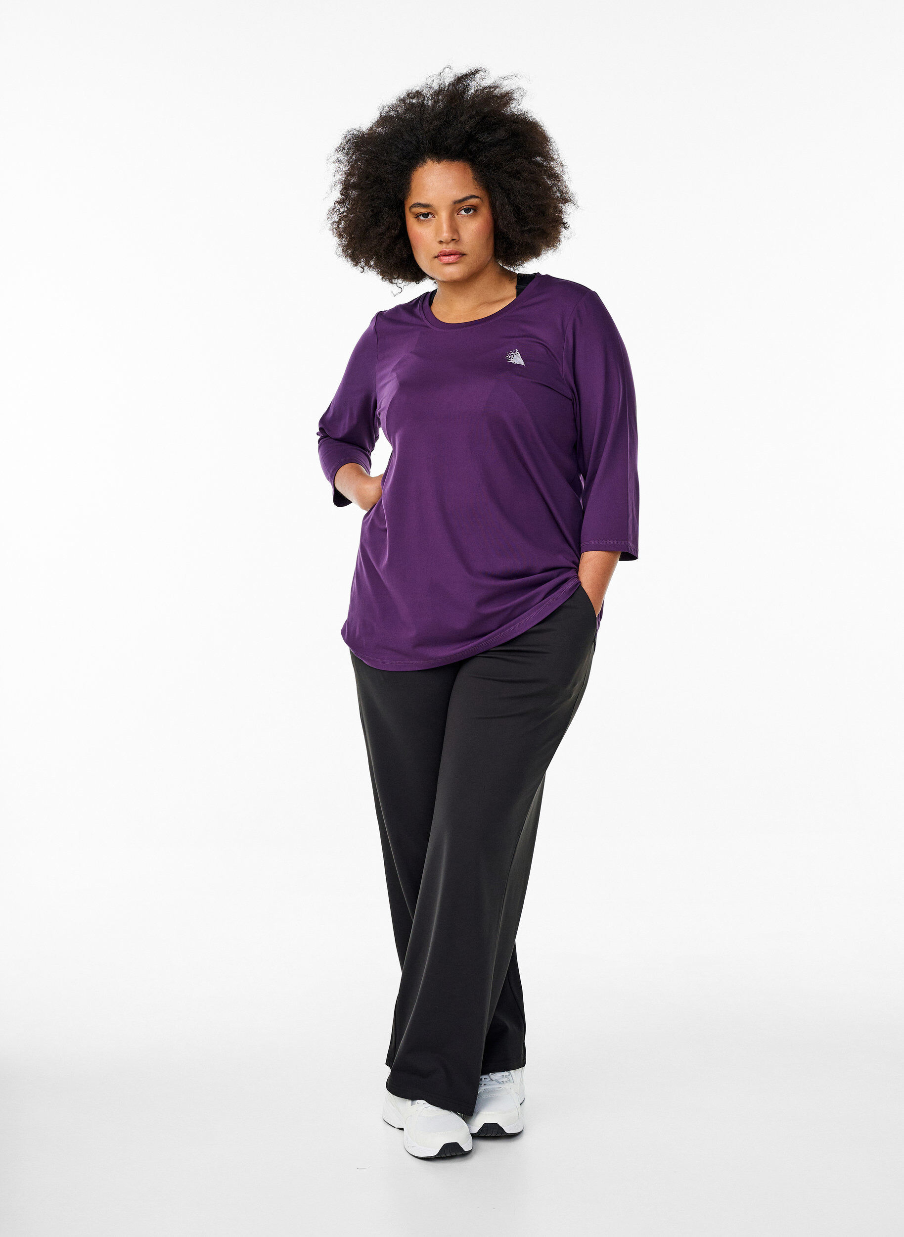 Zizzifashion Workout top with 3/4 sleeves, Purple, Model image number 1