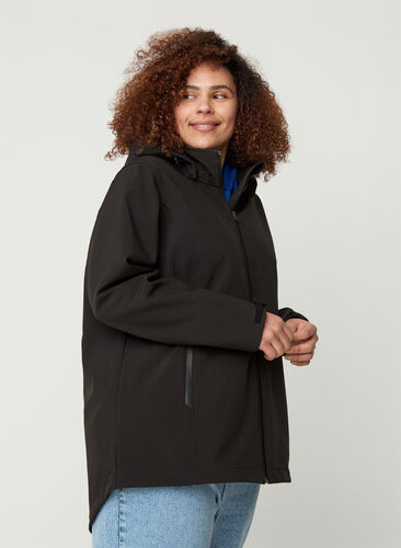 Softshell jacket with removable hood, Black, Model image number 0