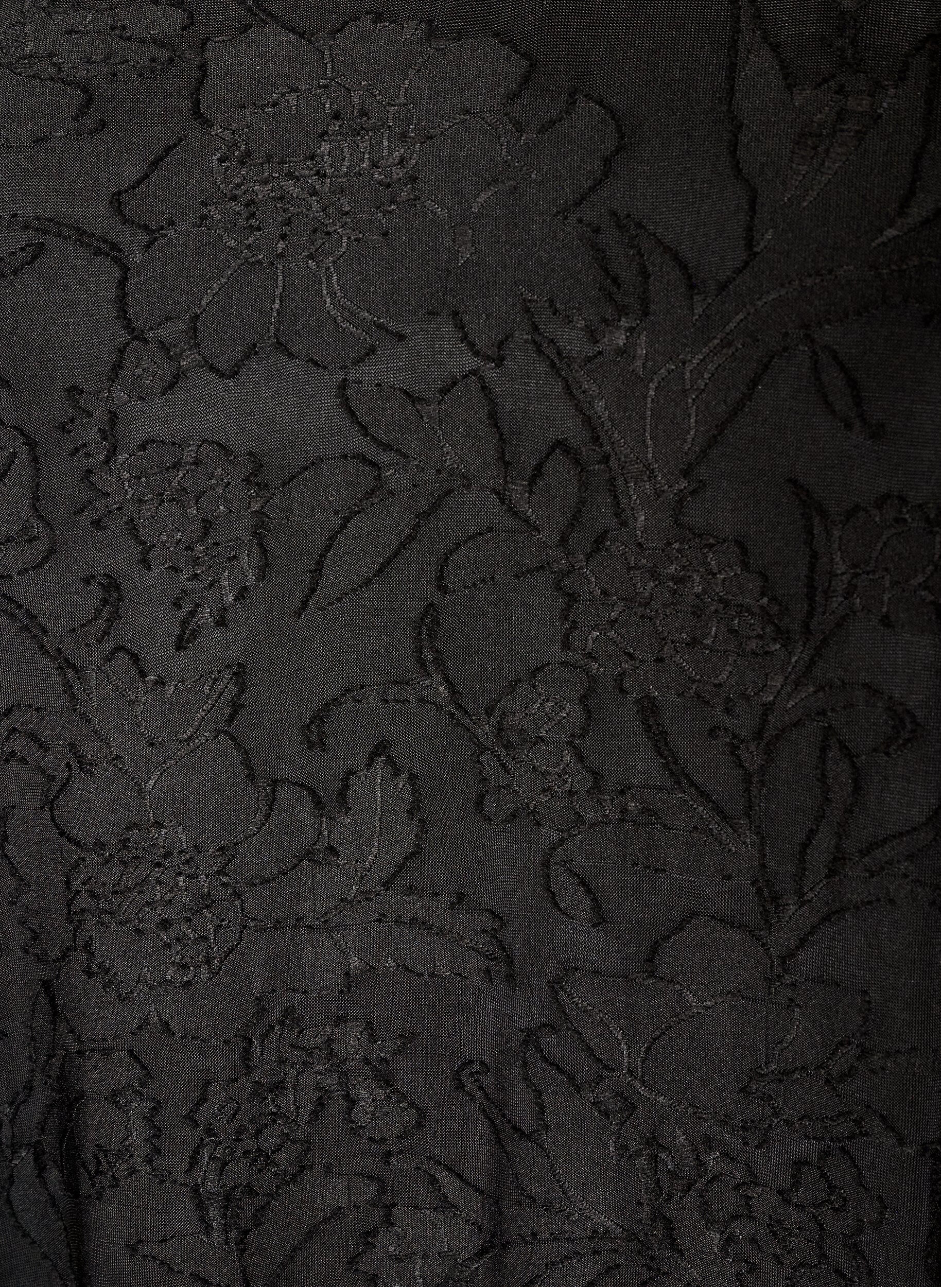 ZizzifashionDress with floral texture and ruffle trim, Black, Packshot image number 2
