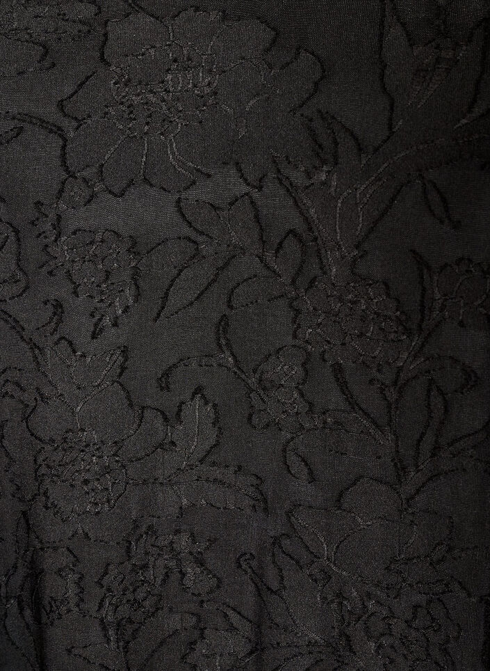 Dress with floral texture and ruffle trim, Black, Packshot image number 2
