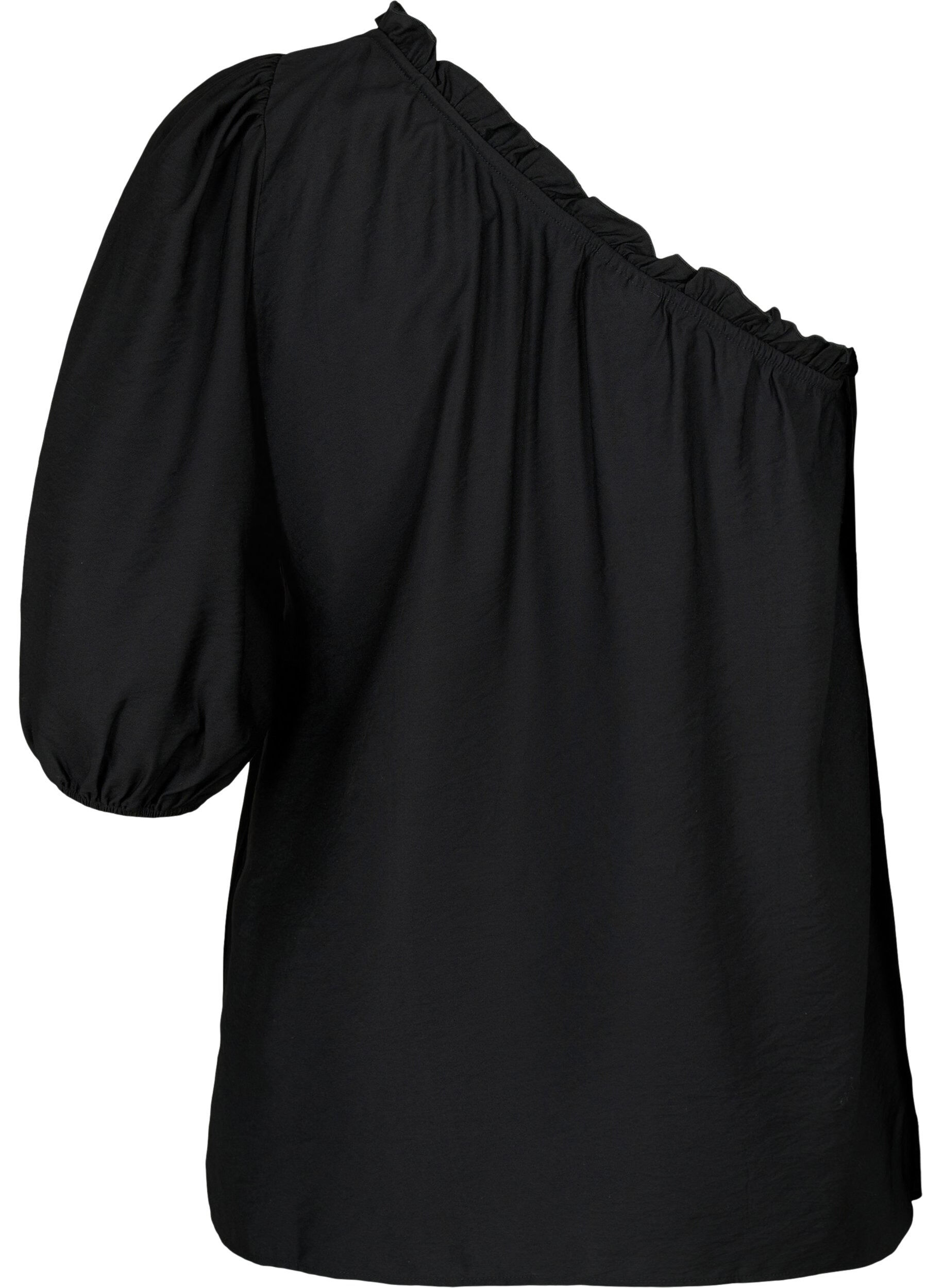Zizzifashion One-shoulder blouse in viscose, Black, Packshot image number 1