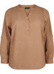 Cotton shirt blouse with v-neck, Coca Mocha, Packshot image number 0