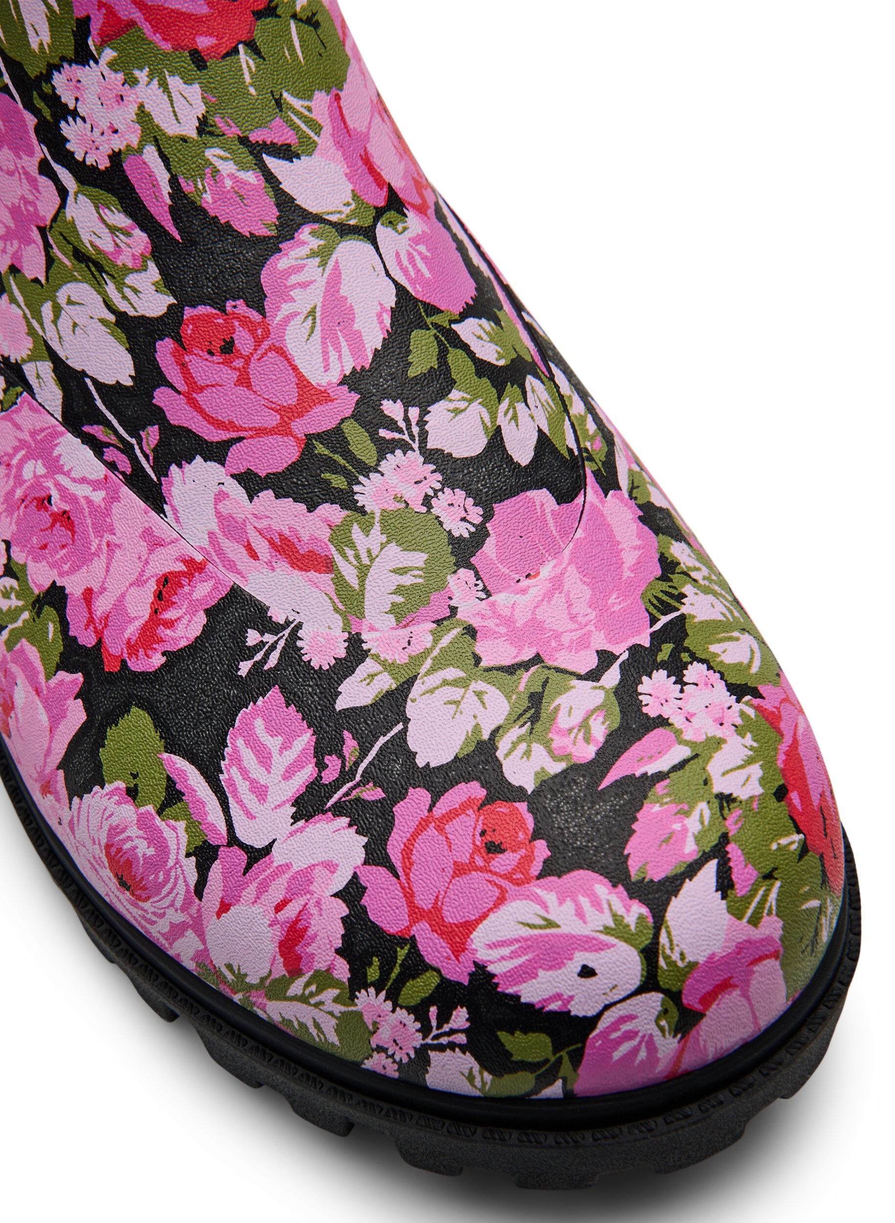 Zizzifashion Wide fit - Short wellies with elastic neoprene shaft, Flower AOP, Packshot image number 3