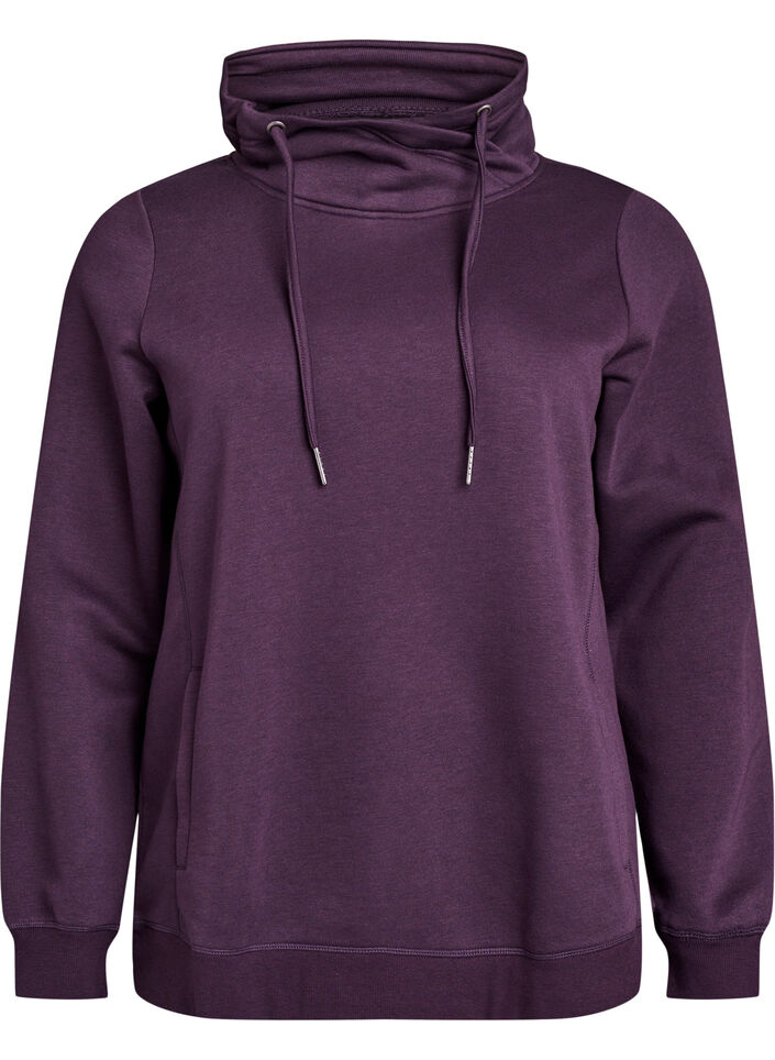 Sweatshirt with high collar and pockets, Purple, Packshot image number 0
