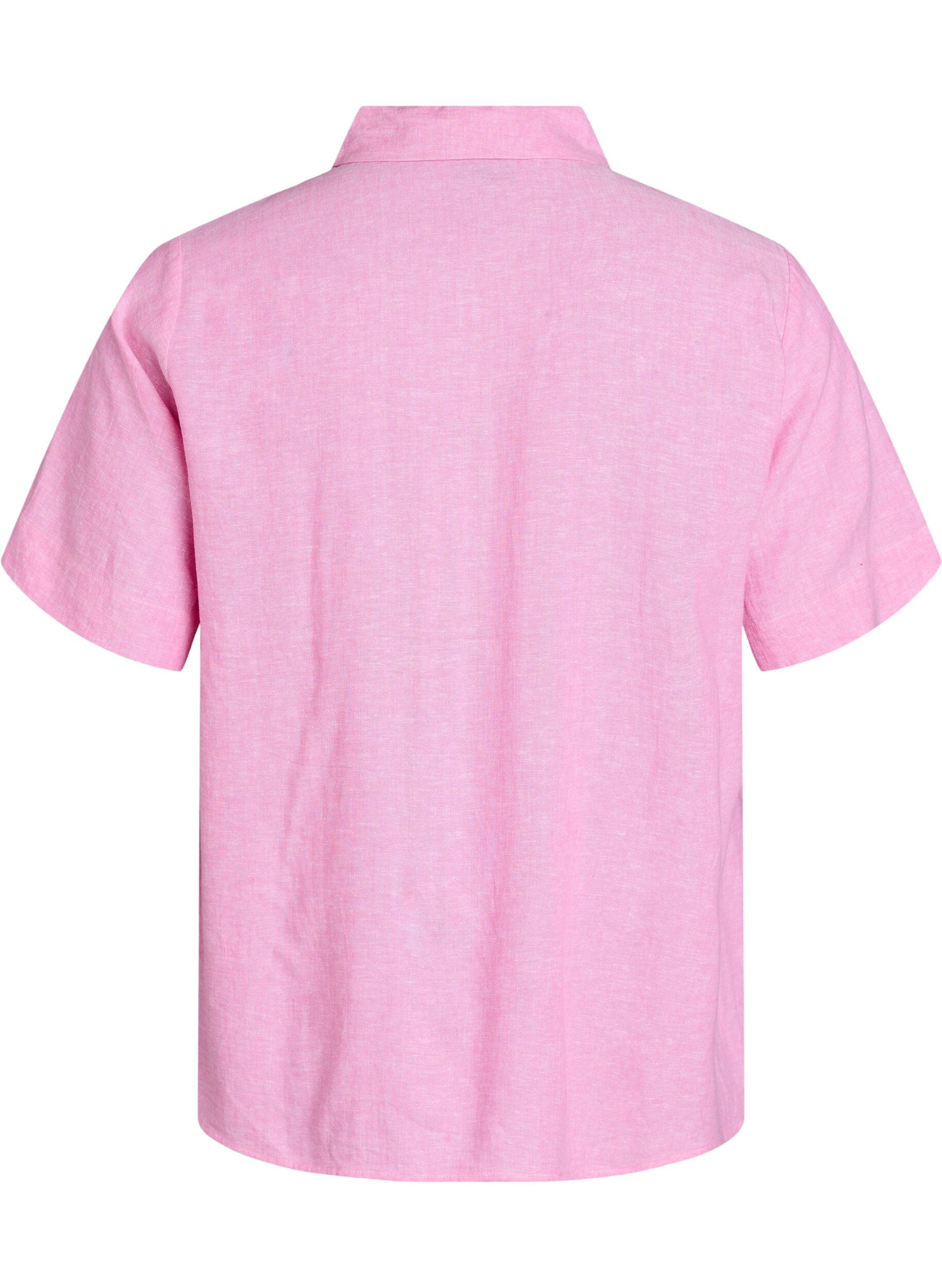 Zizzifashion Short-sleeved shirt in linen and viscose, Pink, Packshot image number 1