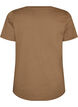 Cotton T-shirt with front print and V-neck, Brown, Packshot image number 1