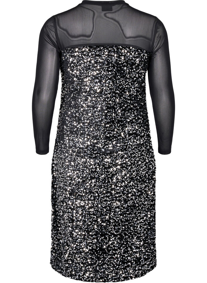 Glitter dress with sequins, Black w. Silver, Packshot image number 1
