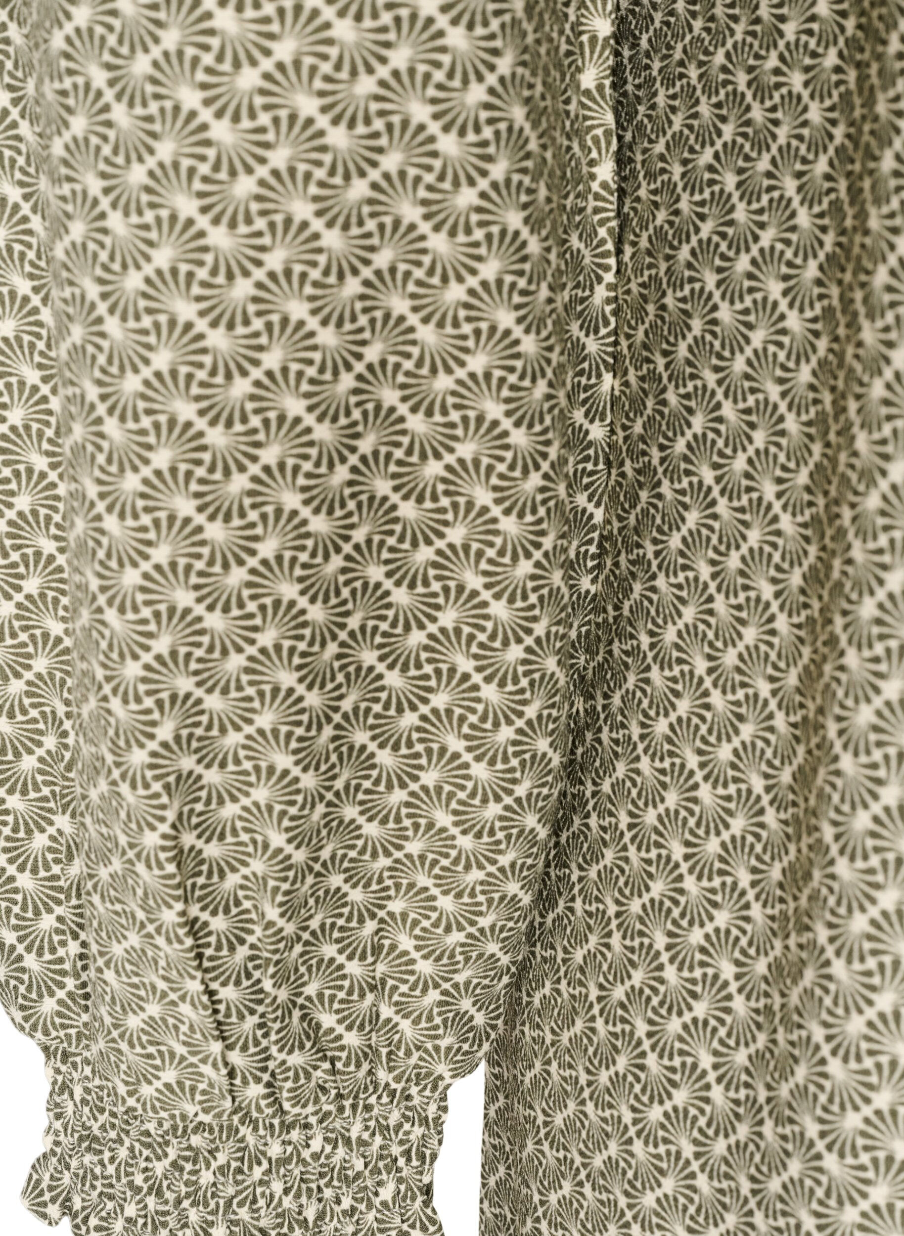 ZizzifashionPatterned viscose dress with long sleeves, Green, Packshot image number 3