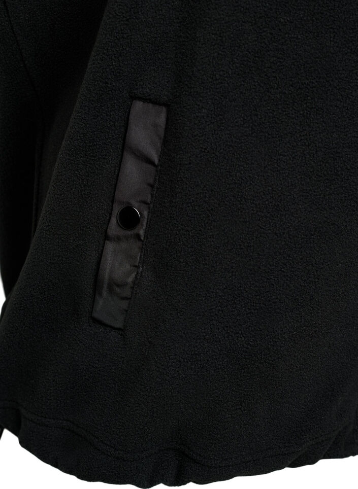 Fleece vest with high collar and drawstring bottom, Black, Packshot image number 3