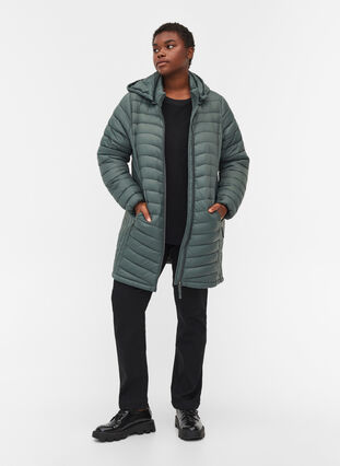 Quilted lightweight jacket with detachable hood and pockets, Urban Chic, Model image number 2