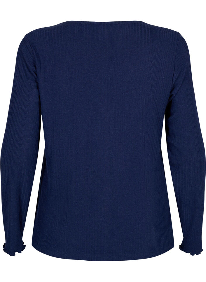 Long sleeve blouse with striped pattern, Night Sky Mel., Packshot image number 1