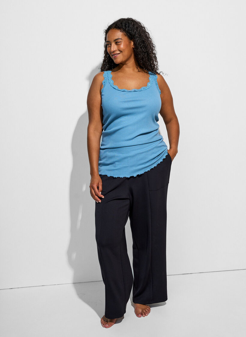 Top with lace trim, Blue, Model image number 1